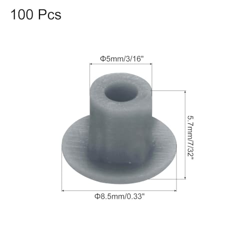 Image of MECCANIXITY 100pcs Plastic Hole Plugs, 5mm (3 /16 Inch) Dark Grey Screw Caps Cover Snap in Locking Round Button Top Shelf Plugs for Cabinet Cupboard Bookcase License Plate Furniture