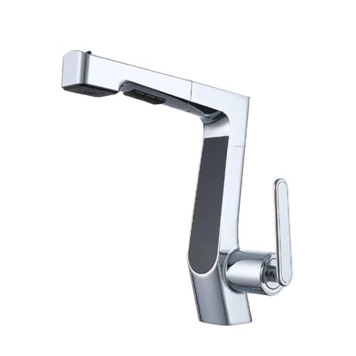 Grifo de lavabo monomando gris pistola con diseño extensible 2