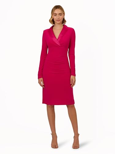 Image of Adrianna Papell Stretch Jersey Tuxedo Cocktail Dress with Shawl Collar