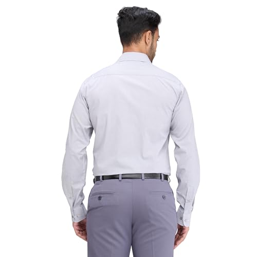 Image of Raymond Men Slim Fit Solid Pattern Pure Cotton Semi Cutaway Collar Full Sleeve Formal Shirt