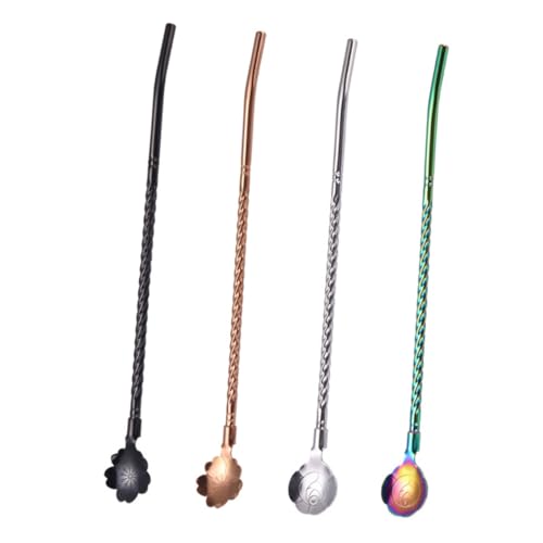 KICHOUSE 4Piezas Cuchara Acero Inoxidable Reutilizable Para Bebidas Para Té Batidos
