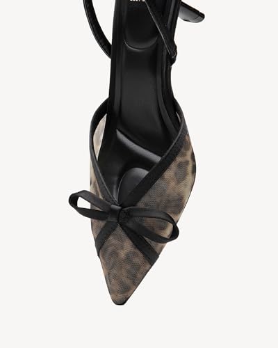 Women's Closed Toe Heeled Sandals - Elegant Mesh Pump with Thin Bow Strap, Comfortable Dressy Heels for Wedding, Party & Evening Wear3