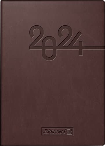 BRUNNEN Weekly calendar model 731 2024, 2 pages = 1 week, sheet size 10 x 14 cm, brown, Desk Planner