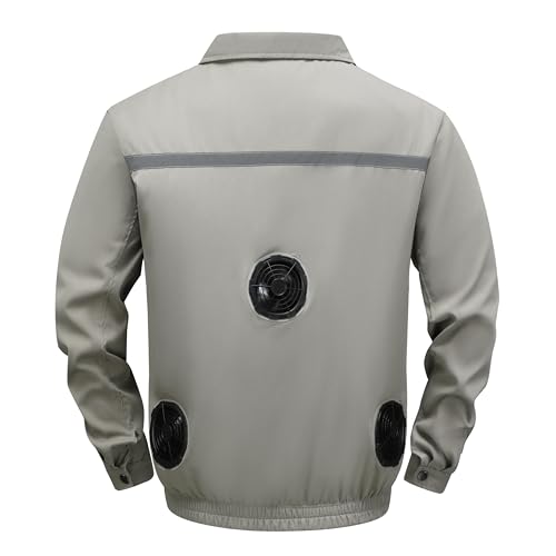 Outdoor air conditioning jacket with 3 built-in fan battery powered, reflective strip cooling work jackets for men and women