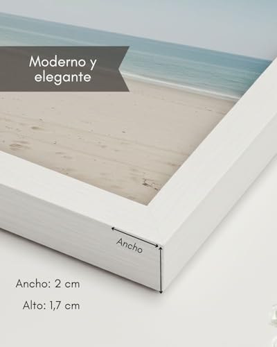 Miniatura 5 de Noogui - Marco A4 - Madera Blanco - 21x30 Cm - Frontal Antirreflejo - Ideal Para Cuadros, Diplomas, Certificados, Posters O Puzzles - Posición En Vertical U Horizontal - Fácil De Limpiar
