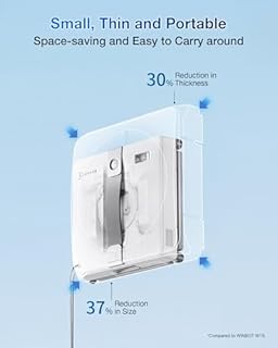 ECOVACS WINBOT Mini robot de nettoyage de vitres – Design compact, double buses avec pulvérisation à ultrasons, système de protection à 9 étapes, planification intelligente du chemin, 3 modes de