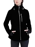 HFX Women's Standard Softshell Transitional Jacket – Bonded with Mellow Pile, Water & Wind Resistant with Faux Fur Lining, Black, Large