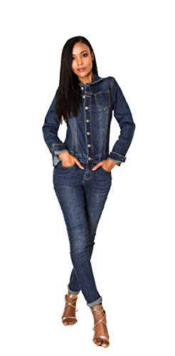 Nina Carter S335 Damen Jeans-Overall Skinny Fit Jumpsuit Denim-Overall...