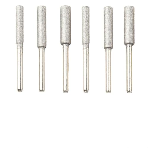 Brocas de molienda de esmeril para accesorios de herramientas giratorias, paquete de 6 afiladores de motosierra en 4 mm, 4,8 mm, 5,5 mm, cabezales de molienda plateados para herramientas de