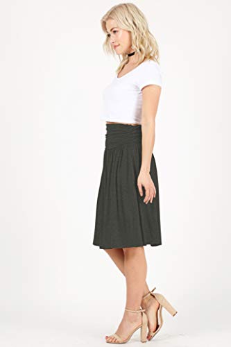 Image of Simlu Skirts for Women Regular and Plus Size Skirt with Pockets Below The Knee Length Ruched Flowy Midi Skirt