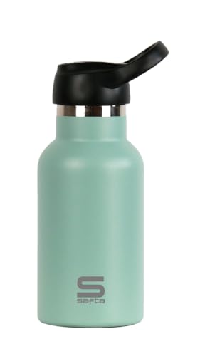 SAFTA EUCALIPTO - Borraccia termica bottiglia dacqua in acciaio doppio isolamento 12 ore di bevanda calda e 24 ore di fredda 350 ml 7.3 x 19.5 cm Albero eucalipto M Casual inox