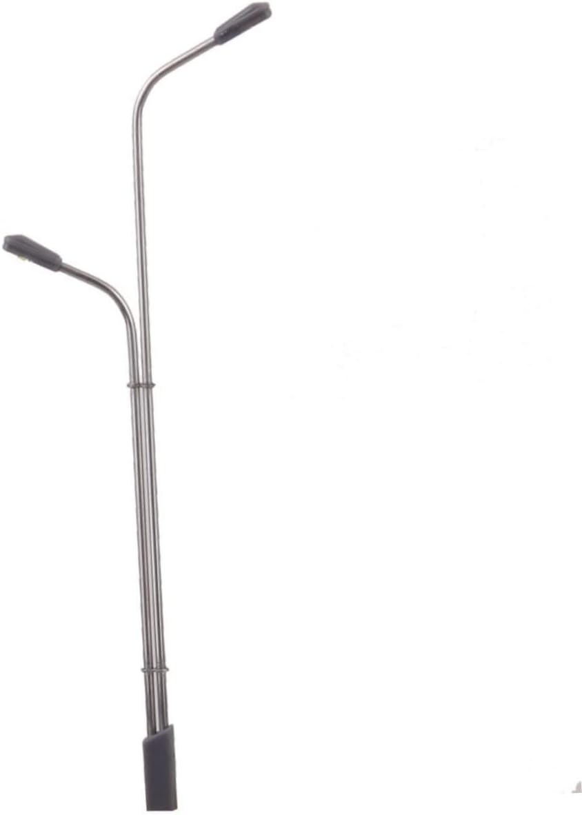 HOMSFOU 10pcs Scale Model Street Lights with Dual Heads Decorative White Lampposts for Miniature Layouts Material Voltage for Dioramas and Model Buildings