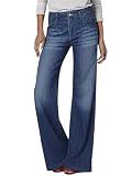 BMSTAY Women's High Waisted Wide Leg Jeans Loose Fit Straight Leg Denim Pants 2025 Trendy, Darkblue Medium