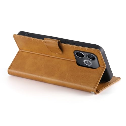 Image of Compatible Phone Case for Honor 600 Lite 5G Stand Wallet Texture PU Leather Flip Phone Cover with Wrist Strap - Yellow