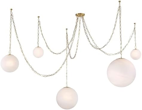 Minka Lavery 5219-732 Marbelle 5 Light 85" Wide Multi Light Pendant - Legacy Brass with Etched Alabaster Glass