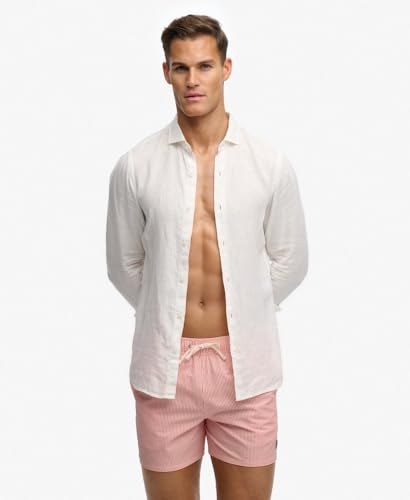 Superdry Seer Sucker 15 Swim Short Bañador, Sugar Coral/White Thin Stripe, XXL Unisex Adulto