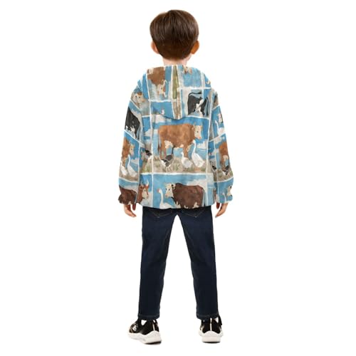 Farm Animals and Birds Toddler Fleece Jacket Girl Boys Hooded Fleece Jacket Coat Warm Outwear Zip-up 3-10T4