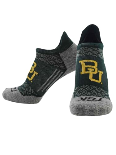 NCAA No Show Tab Socks - Baylor Bears Dark Green/Gold Large