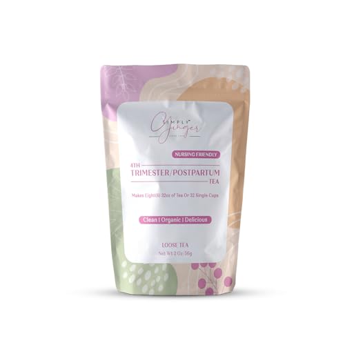 Simply Ginger Post Partum 4TH Trimester Tea ll Organic Post Partum Tea ll Makes 32 Cups of Tea (Single or Large Batches) ll Easy To make ll Delicious (Loose Tea) Single Pouch or Triple Pack - Single Pouch
