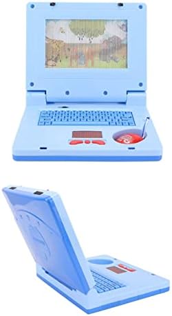 Learning Laptop for Kids, Electronic Cartoon Learning Computer for Boys and Girls for Early Learning (Blue Non Retractable Mouse)