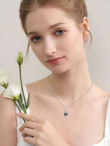 Tahitian Black Pearl Necklace 18K White Gold Plated 925 Sterling Silver AAA+ Handpicked Pearl Pendant Jewelry Gift for Mom Women3