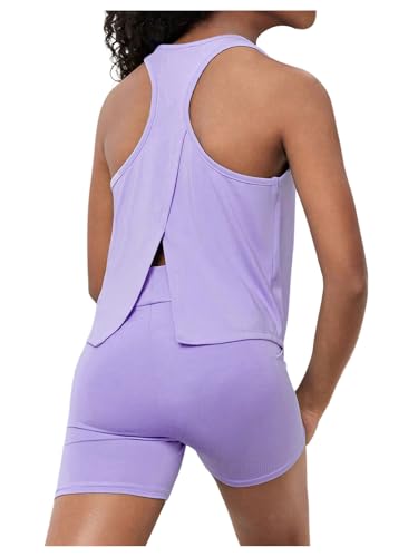 Image of BEAUDRM Girl's 2 Piece Workout Outfits Crop Top and Shorts Athletic Sets | Activewear Sets，Dance Sets，Tumbling Outfits，Hip Hop Dance Outfits，Cheer Practice Outfits for Girls