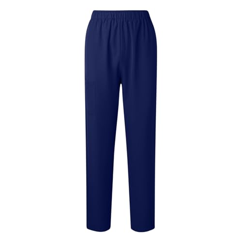 Image of Scrubs Pants for Women Plus Size Stretch Waisted Workwear Pants Medical Uniform Comfy Straight Leg Barrel with Pocket