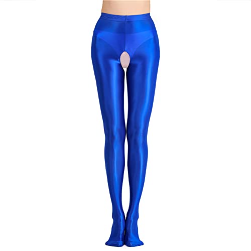 Image of cloudmall Women Sexy Semi Opaque Pantyhose Running Tights Yoga Leggings Oil Shiny Stocking