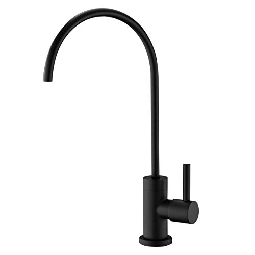 Pirooso Black Water Filter Faucet - 100% Lead-Free Brass RO Faucet, 360° Swivel Drinking Water Faucet for Kitchen Sink, Compatible with Reverse Osmosis & Under Sink Filtration Systems