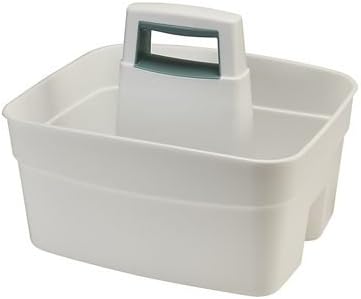 Deep Multipurpose Cleaning Caddy White – Tall Sides Prevent Items Falling Out Wipe-Clean
