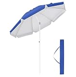Palawano 1.6M Parasol Plage Inclinable Anti UV et Vent, Parasol de Jardin Exterieur UPF 50+, Ombre Solaire Extérieure Portable pour Jardin, Plage, Piscine, Patio (Bleu Clair)