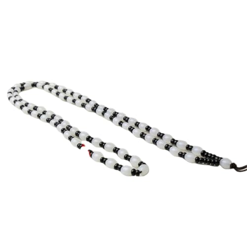 Image of 11. Dainty White Oval Bracelet - 4 * 6mm Petite White Elongated Oval with Tiny Black Accents