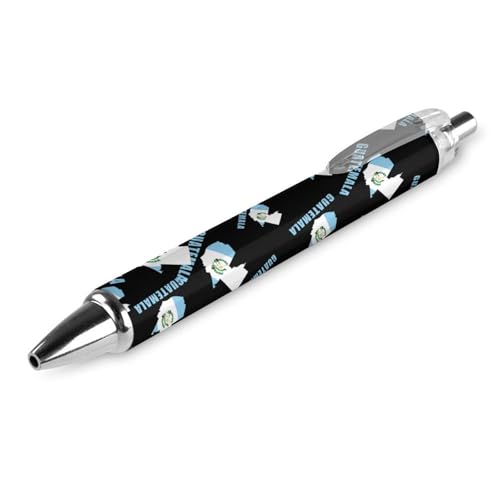 Bolígrafo retráctil negro de punta fina 0.5mm con bandera de Guatemala, pack de 4