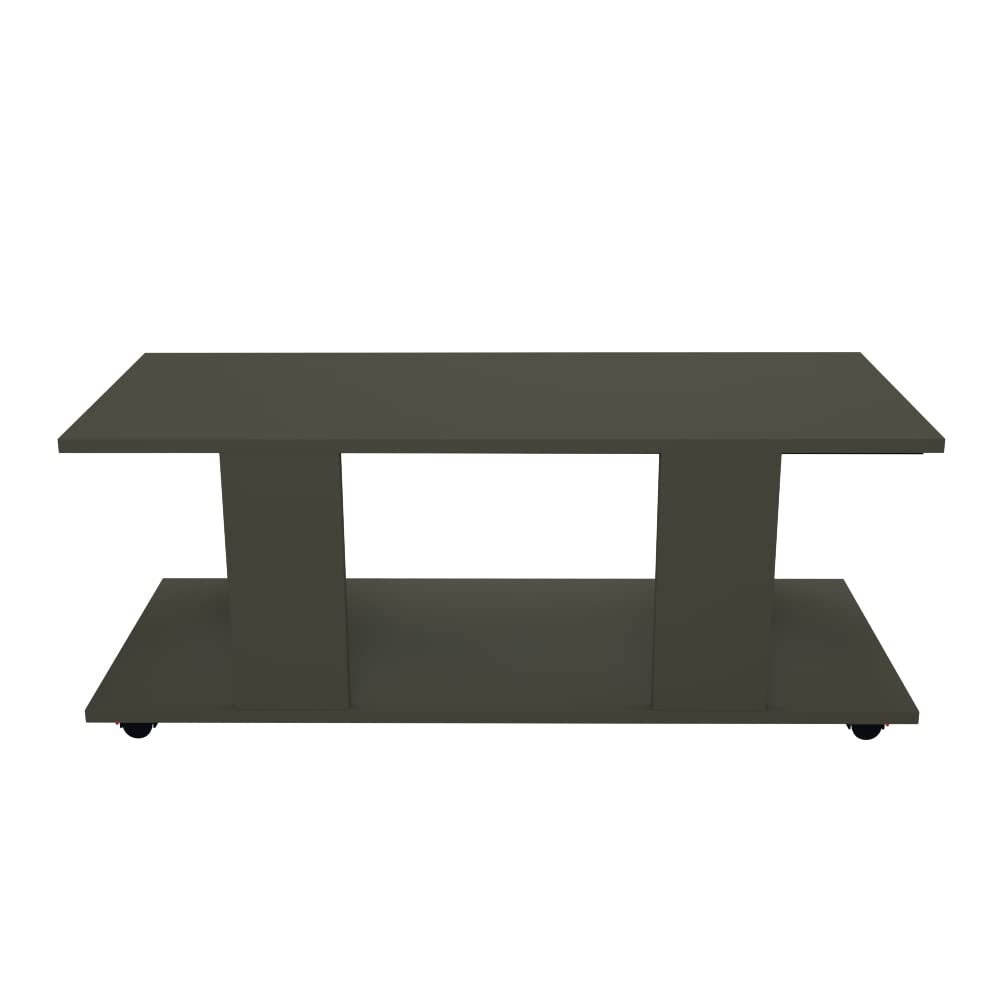 Henor Mesa Baja con Ruedas. Madera Mod. Pilar. 110 x 40 x 45.5 cm. Giro 360 con Freno. Grafito