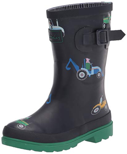 Joules boys Rain Boot, Navy Animals, 2 Big Kid US