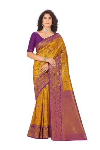 Women's Banarasi Silk Saree for Women with Unstitched Blouse Piece