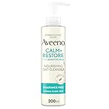 AVEENO Face CALM+RESTORE Nourishing Oat Cleanser (1x 200ml), Non-Foaming Face Care, Gentle Cleanser with Prebiotic Oat and Calming Feverfew, Helps Preserve Skin's...