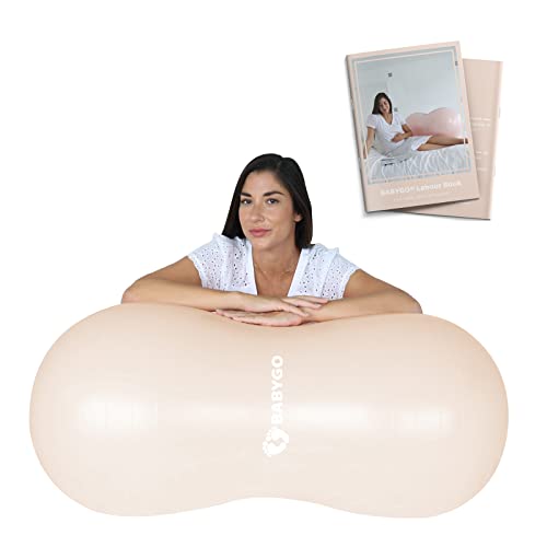 BABYGO® Peanut Ball for Labor Birth Pregnancy Exercise | Birthing Ball Maternity Labor Exercise Book & Foot Pump Included | Anti Burst Nude