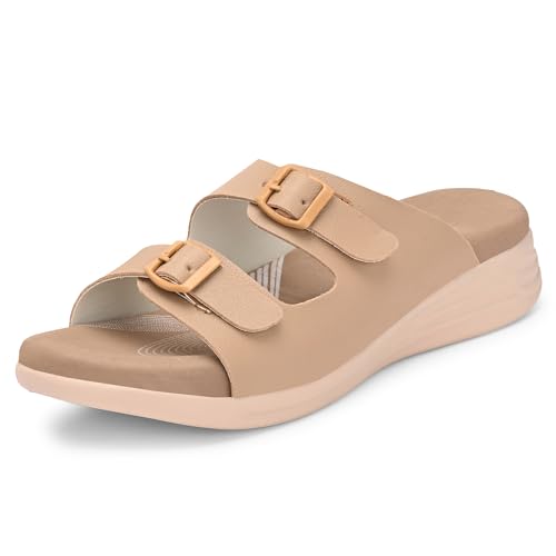 Image of Centrino Women's Sandals |Stylish Slip-On Sandals for Ladies| Elegant & Trendy Design|Double Buckle Adjustable Straps Slide Footwear|Light Weight and Comfortable|Flip Flops for Ladies (9323)