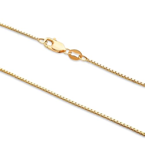 14K Yellow, White or Rose Gold Box Link Chain Dainty Yellow Gold Necklace for Women and Men with Lobster Clasp2