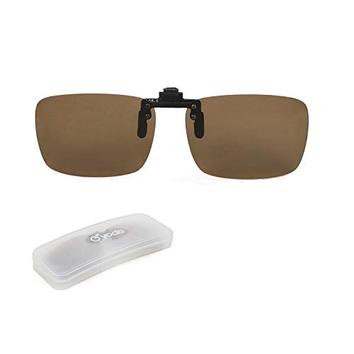 Yodo Upgraded Polarized Flip up Clip on Sunglasses Over Prescription Glasses for Men Women Driving Fishing Outdoor Sport,Brown