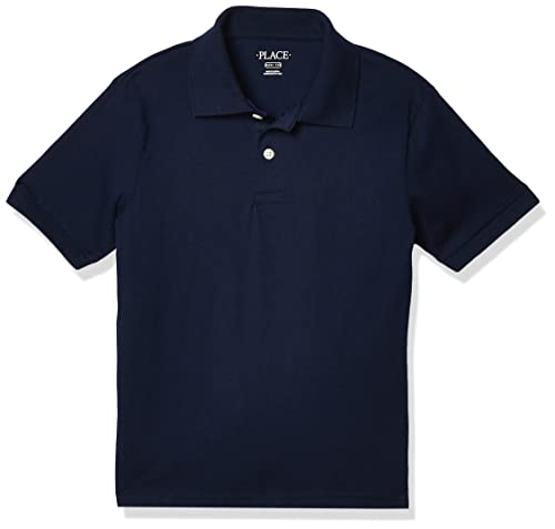 The Children's Place Boys Uniform Soft Jersey Polo Shirt, Nautico, Small US Dark Gray