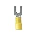 Panduit PV10-10FX-L Fork Terminal, Expanded Vinyl Insulation, 12 - 10 AWG, #10 Stud Size, Yellow (50-Pack)