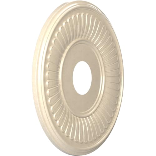 Image of Ekena Millwork CMP16BEEPE Berkshire Thermoformed PVC Ceiling Medallion (Fits Canopies up to 7 inch), 16 inchOD x 3 1 /2 inchID x 1 inchP, Universal Metallic Pearl Mist