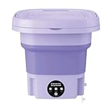 Mini Máquina de Lavar Roupa Portátil Dobrável 11 Litros Centrifuga Lavagem Semiautomática Roupas Sensíveis e Intimas 3 Modos Para Viagem Cor Roxo e Verde Bivolt