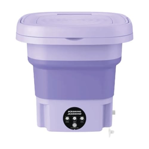 Mini Máquina de Lavar Roupa Portátil Dobrável 11 Litros Centrifuga Lavagem Semiautomática Roupas Sensíveis e Intimas 3 Modos Para Viagem Cor Roxo e Verde Bivolt