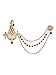 I Jewels Gold-Toned Maroon & White Kundan Studded & Beaded Maharaja Pagdi Kalangi for Men (SM61M)