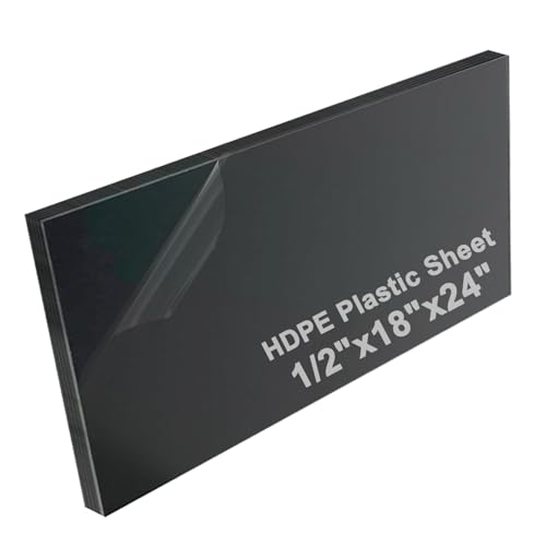 Image of High-Density Polyethylene (HDPE) Plastic Sheet 1 /2 inch Thick 18 inch X 24 inch- Black HDPE Sheet,for Machining, Home Improvements, DIY Projects, Engineering,High-Density Polyethylene Plastic Block (Pack of 1)