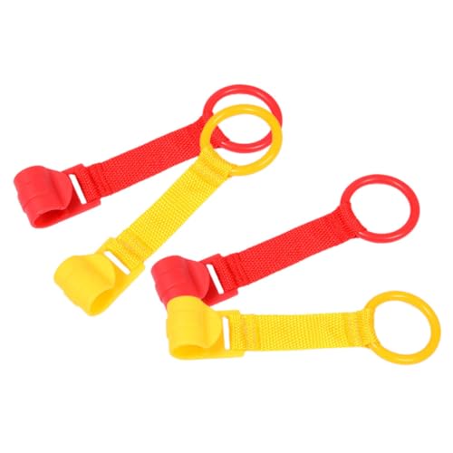 JUMPLAWN 4 Piezas Anillo de Tiro Manual para Parque Infantil Andador para pequeños andadores Juguete para bebé empuñadura Anillos de pie para Cama de bebé Anillo de Tiro Infantil Tela