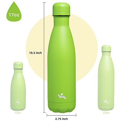 Image of Konokyo Insulated Water Bottles,17 oz Double Wall Stainless Steel Vacumm Metal Flask for Sports Travel,Green